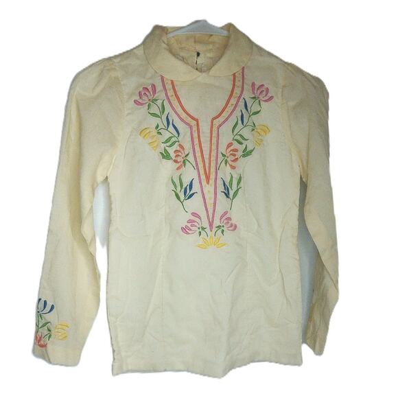 Vintage Floral Embroidered Bohemian Top Shirt READ - Picture 1 of 6